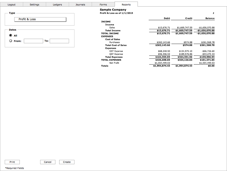 Profit & Loss Statement